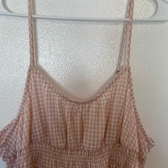 Treasure and Bond: Smocked Midi Dress In Pink Smoke Sarah Check (NWOT) - Picture 6 of 15